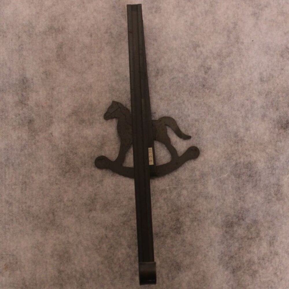 Vintage Metal Rocking Horse Christmas Stocking Hanger Over Mantle Wreath